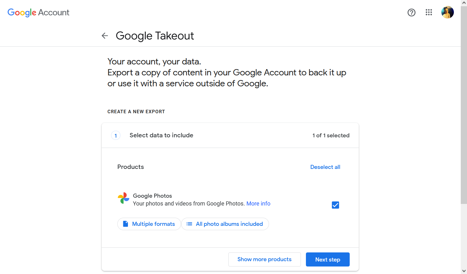 Downloading your data from Google Takeout.