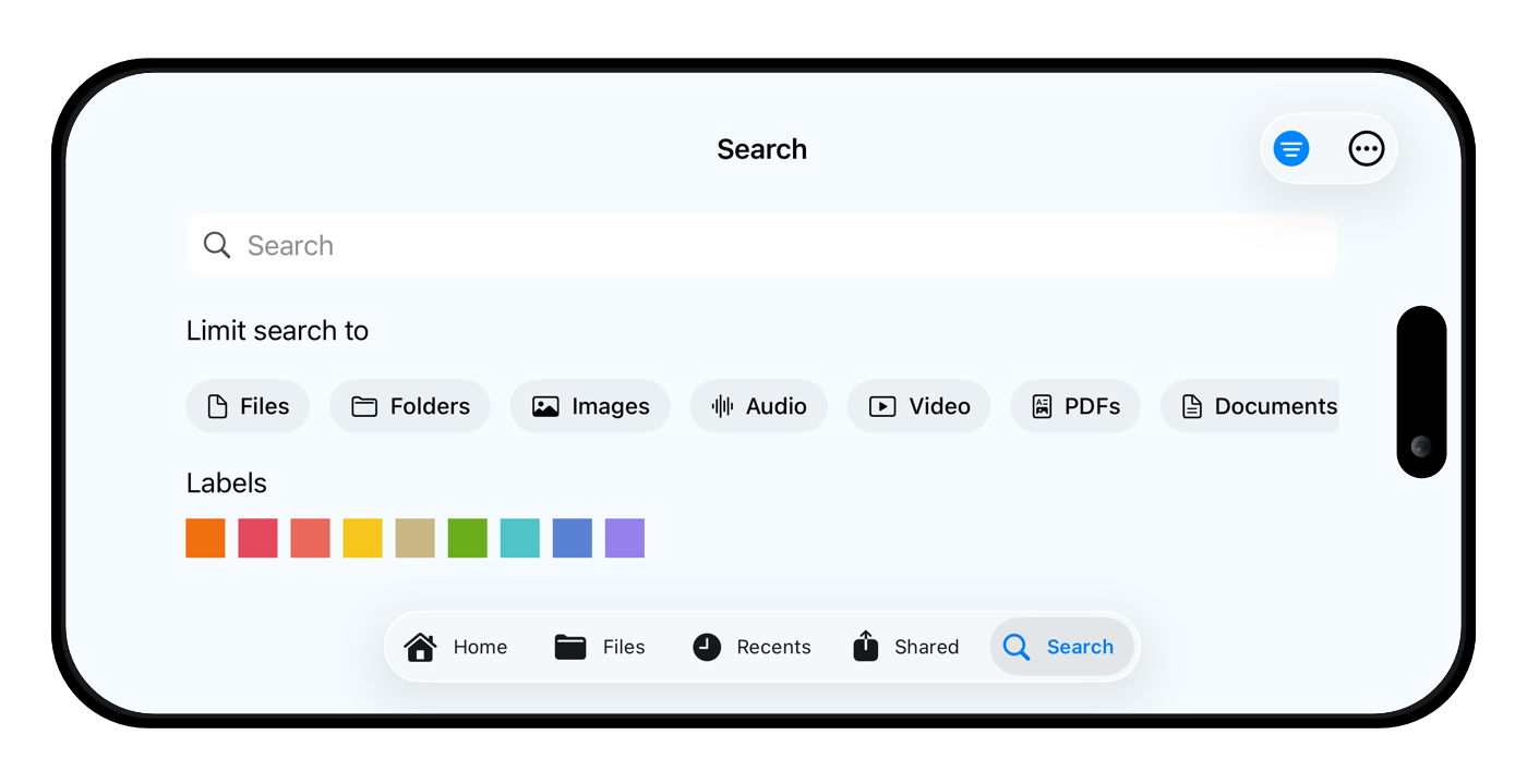 Koofr mobile app for iOS - Search