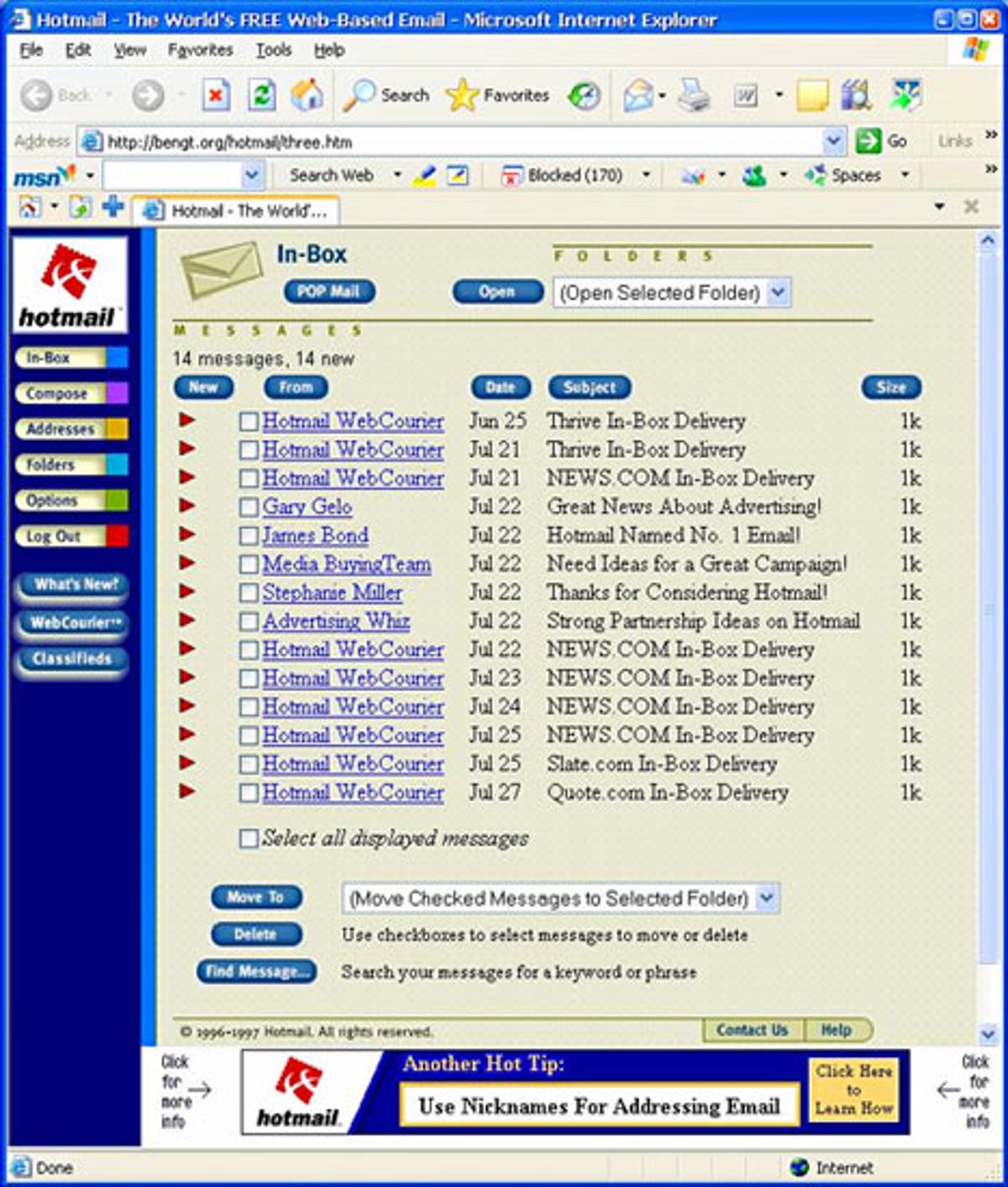Hotmail in 1997.