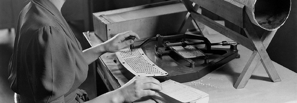 A photo of an old punch cards