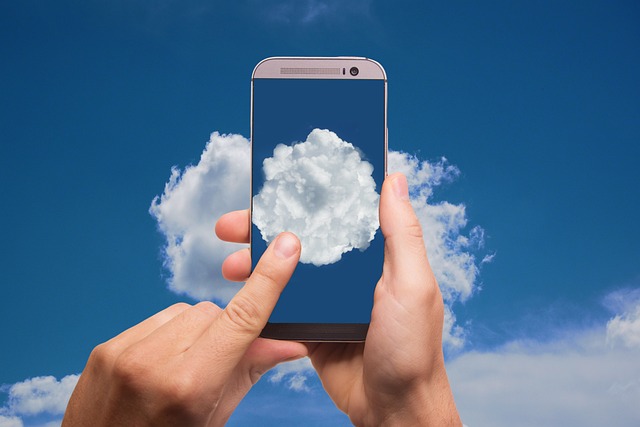 Clouds on a mobile phone screen