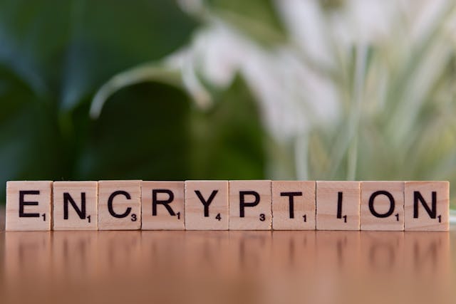 Conceptual Image of Encryption with Wooden Blocks
