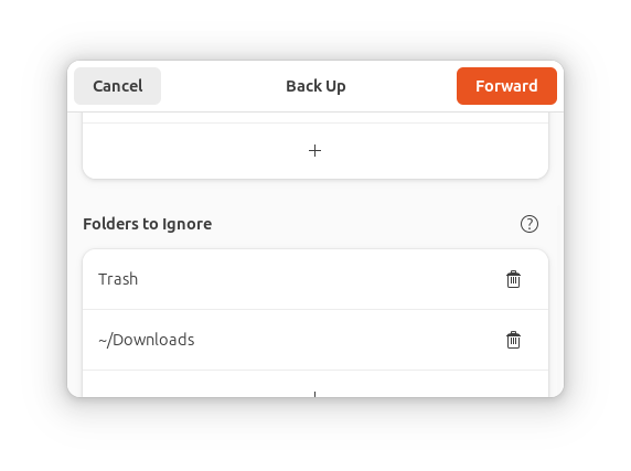 Folders to exclude from backup on Backups
