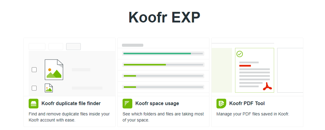 Koofr EXP - preview of the tools