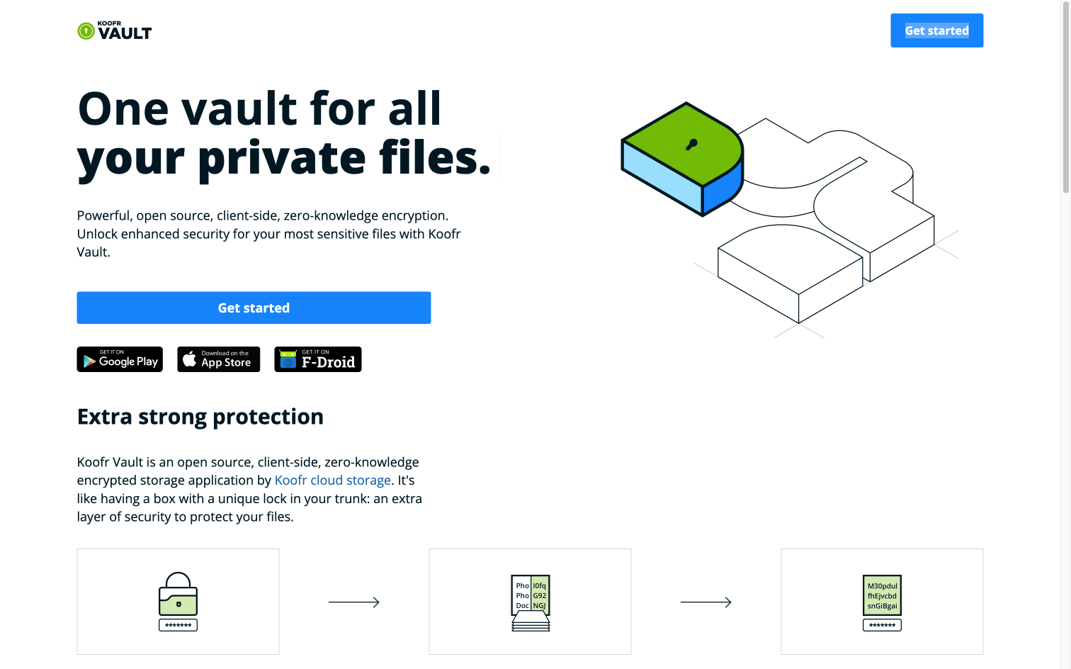 Koofr Vault web app - landing page