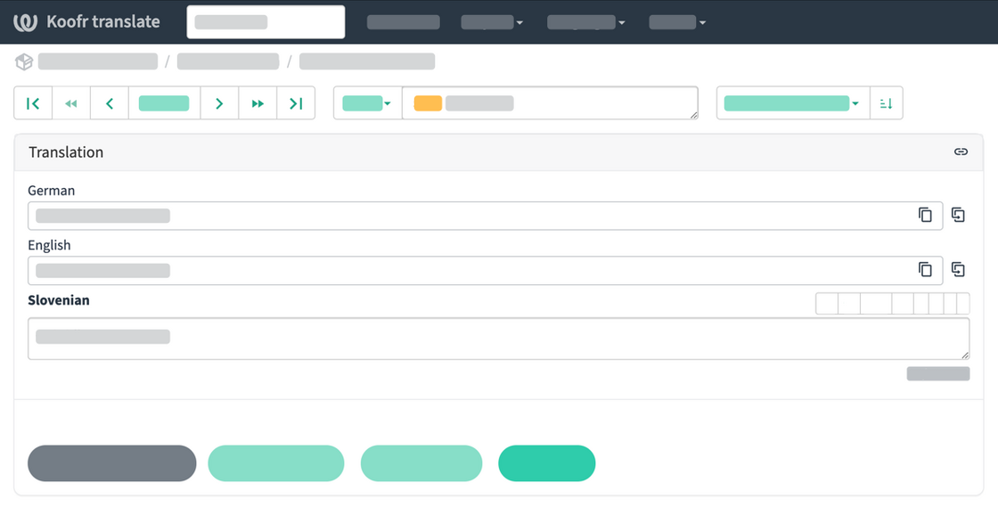 Koofr translate page - translations from German to English to Slovenian