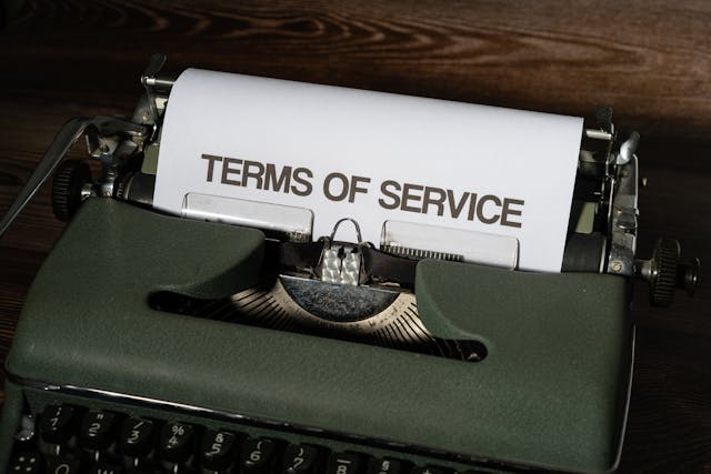 Terms of service on typewriter