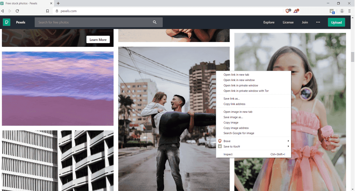 Using Save to Koofr extension in Brave browser