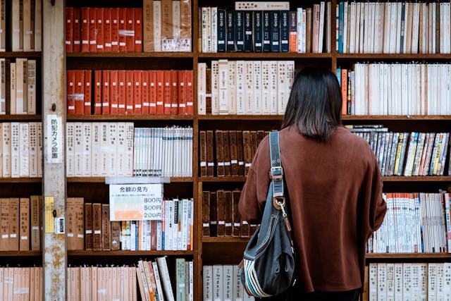 A woman in the library