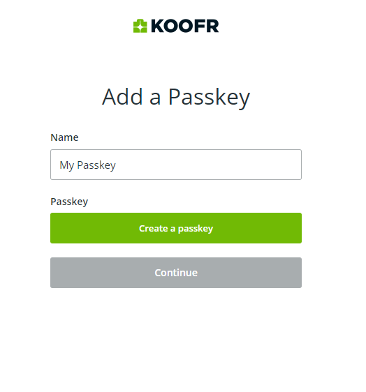add a passkey koofr