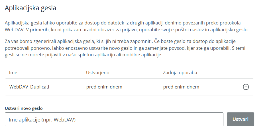 App passwords on Koofr