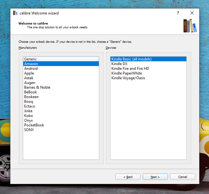 calibre welcome wizard kindle.PNG