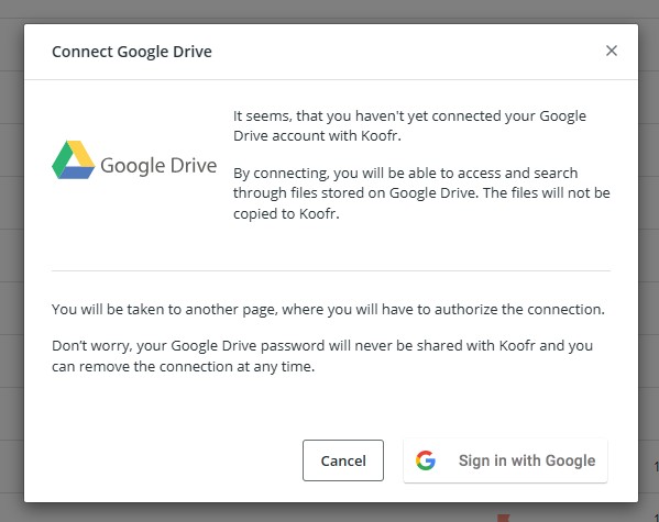 Connect Google Drive to koofr