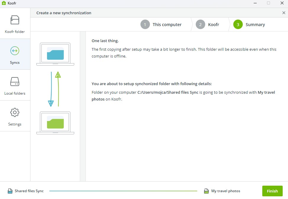 create new sync confirmation