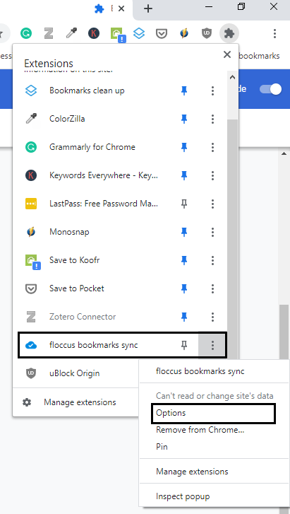 floccus bookmarks sync screenshot