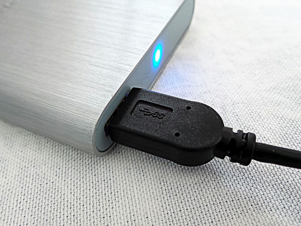 External hard drive is connected