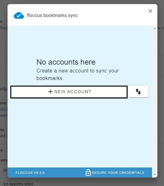 Create a Floccus account through the Floccus browser extension.