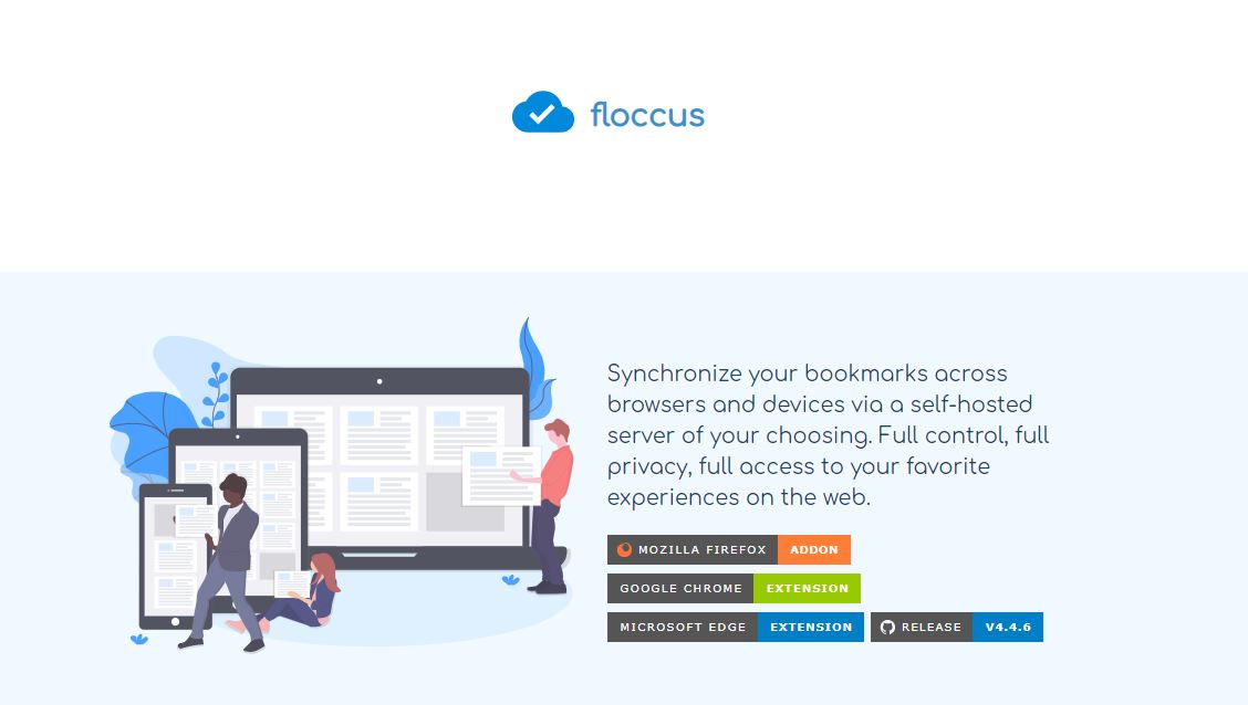 A screenshot of the Floccus webpage.