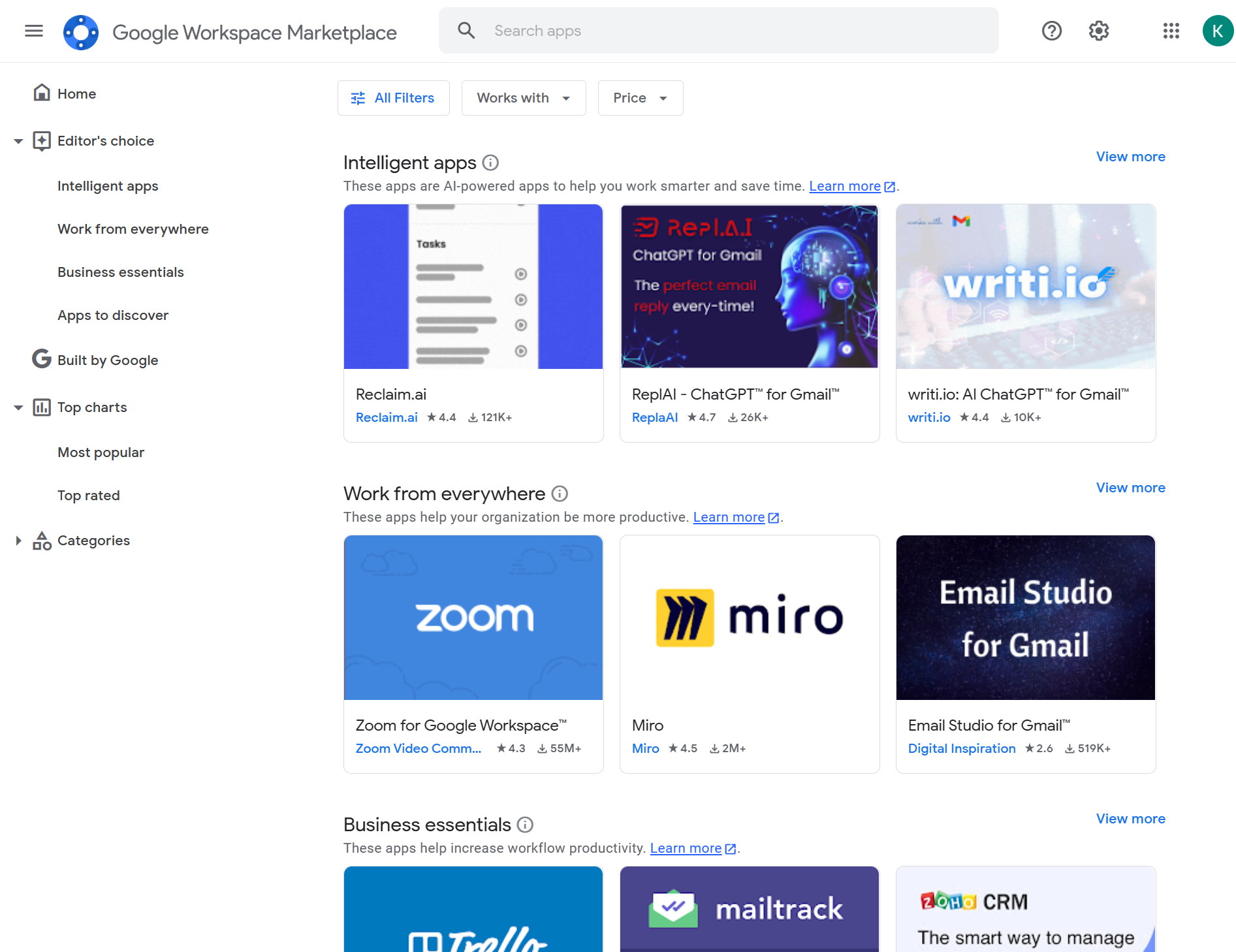 Many popular SaaS tools have developed widgets that can be added to your Google account from the Workspace Marketplace.