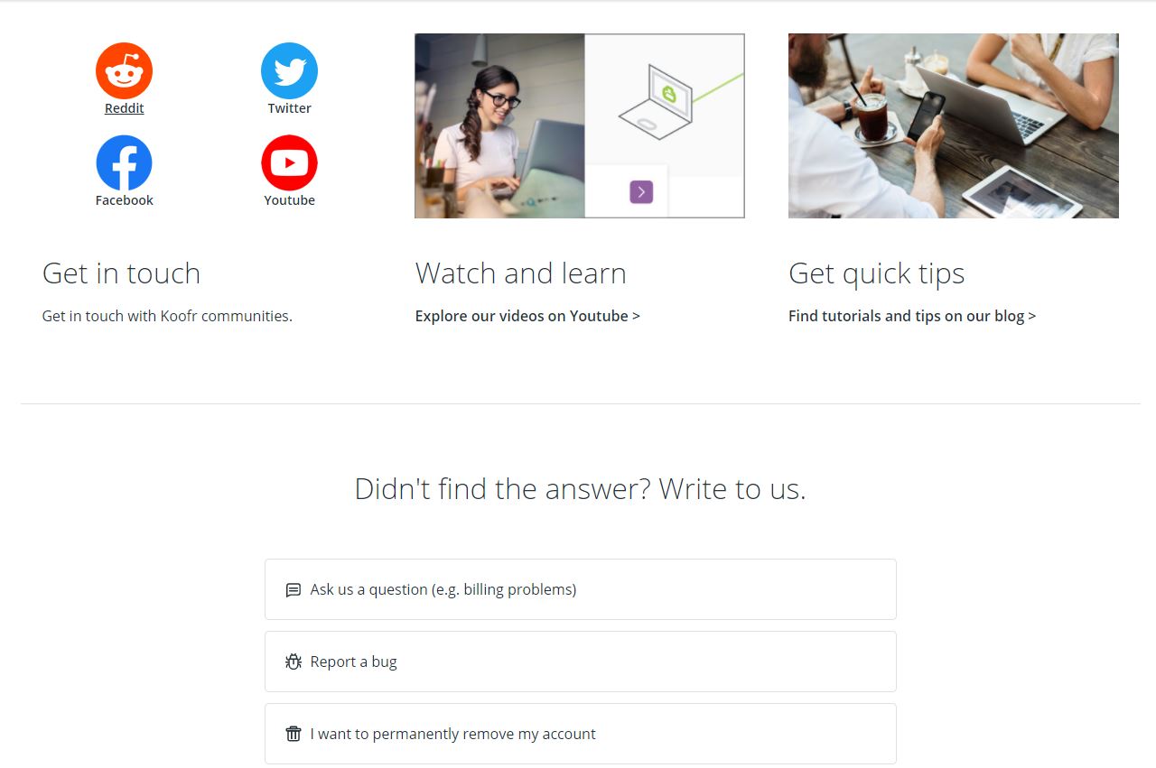 The Koofr Help center includes a number of support resources including video tutorials, helpful blog articles, and a quick-start guide.