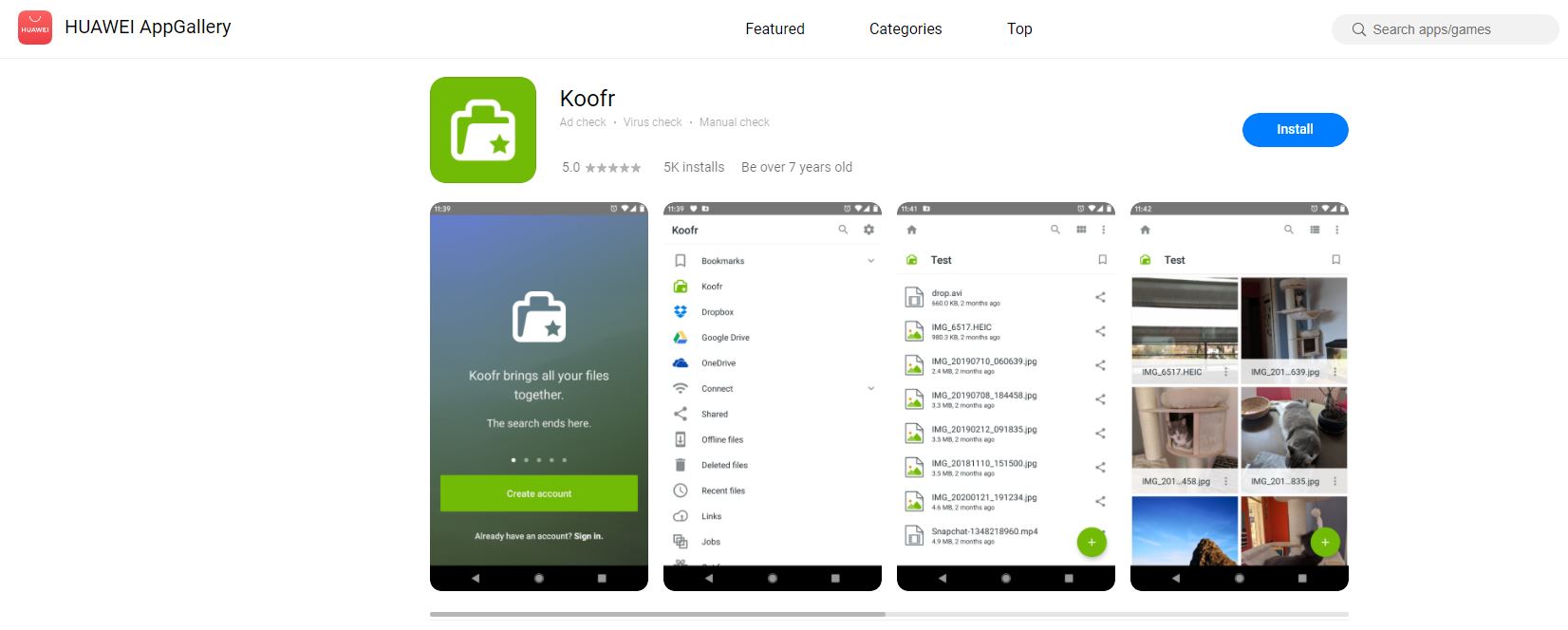 The Koofr app is now available on the Huawei AppGallery.