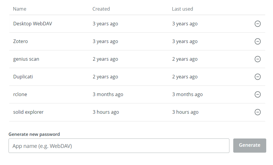 Creating an application-specific password in Koofr.