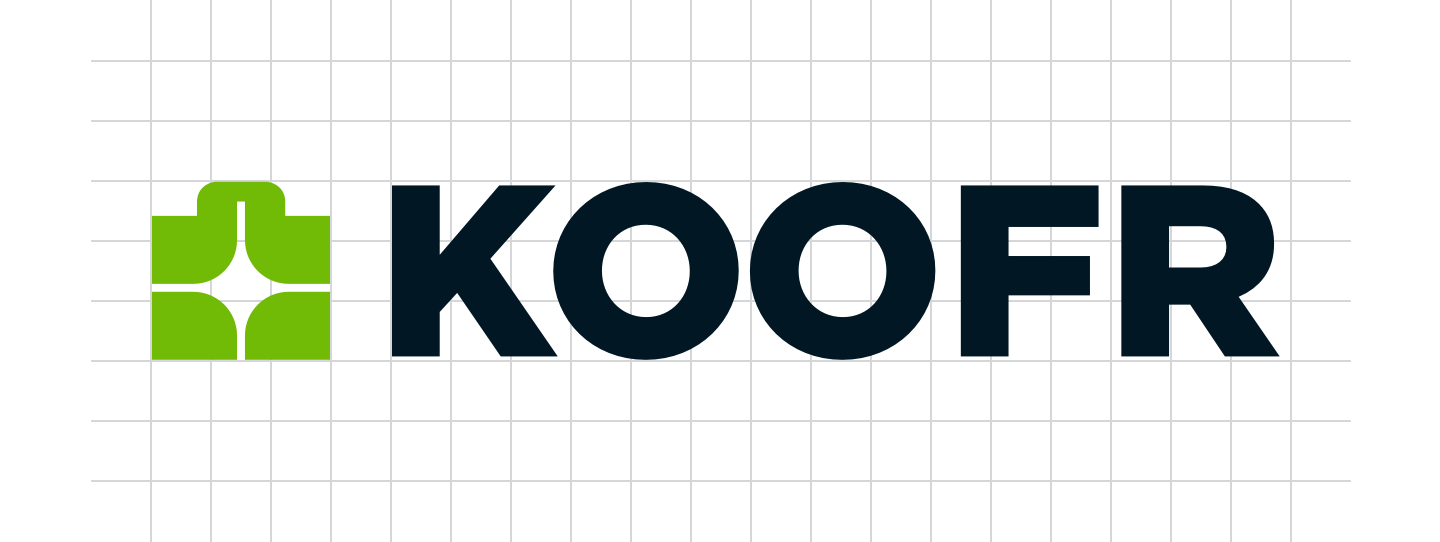 Koofr's 2022 new logo placed in a grid.