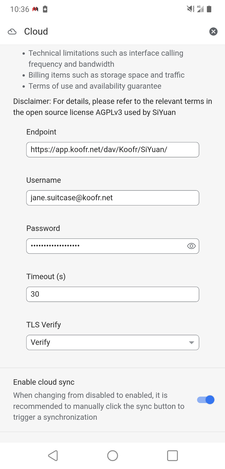 You can use the same endpoint address and credentials to set up WebDAV on mobile devices.