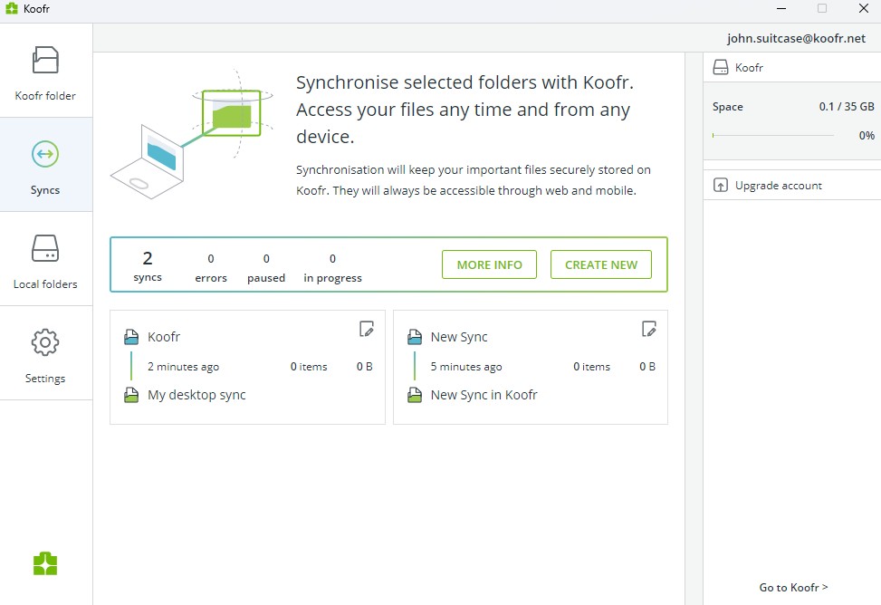 koofr sync folders with koofr desktop app