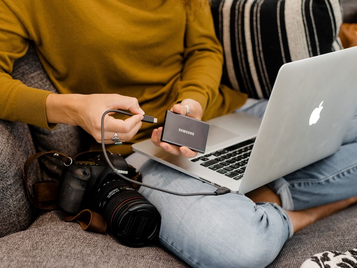 An external drive can be a large desktop unit or a small, portable storage device.