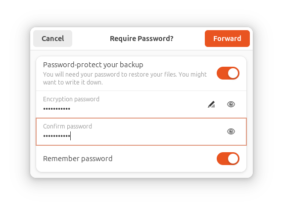 Password protect your backup