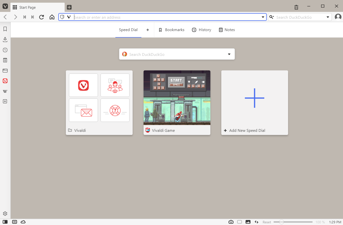 A screenshot of the Vivaldi browser.