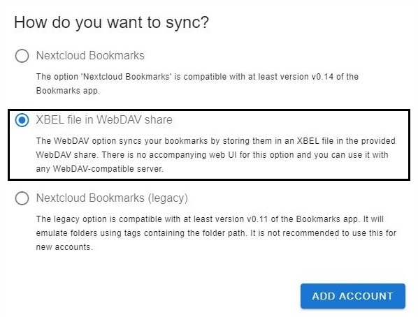 Select WebDAV as your syncing option when you are creating your account.