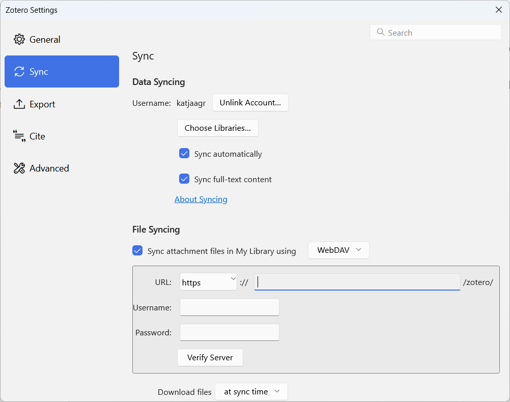 Zotero settings